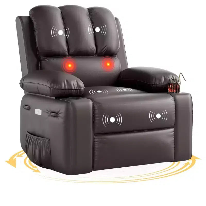 Oversized Electric Recliner  360 Swivel Massage Chair with Heat & Cup Holder for Living Room/Bedroom/Nursery
