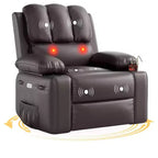Oversized Electric Recliner  360 Swivel Massage Chair with Heat & Cup Holder for Living Room/Bedroom/Nursery