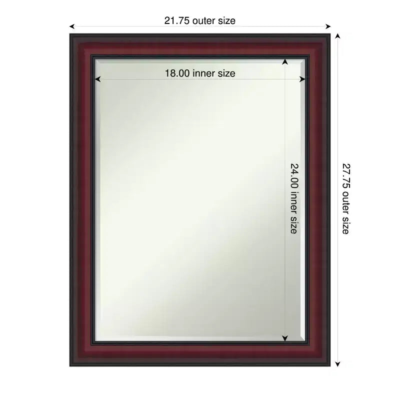 Miroir Mural de Salle de Bain Encadré Amanti Art Dalat avec Cadre Biseauté d'un Demi-Pouce