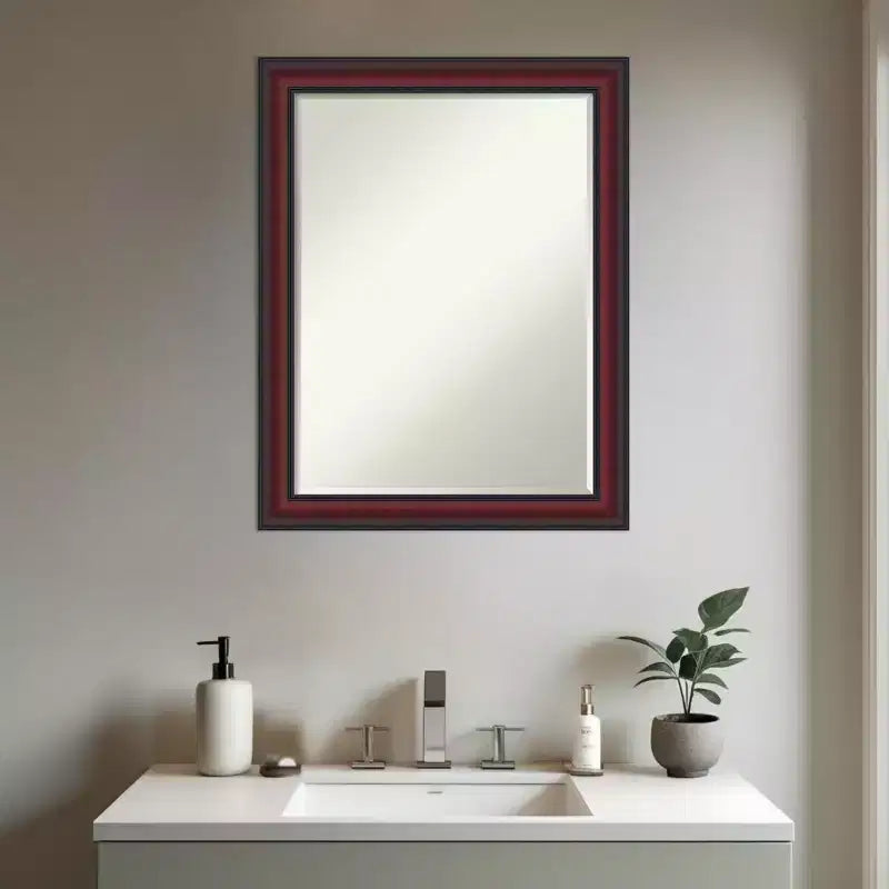 Miroir Mural de Salle de Bain Encadré Amanti Art Dalat avec Cadre Biseauté d'un Demi-Pouce