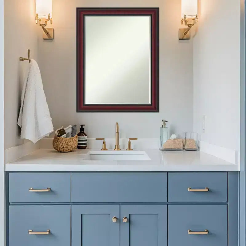 Miroir Mural de Salle de Bain Encadré Amanti Art Dalat avec Cadre Biseauté d'un Demi-Pouce