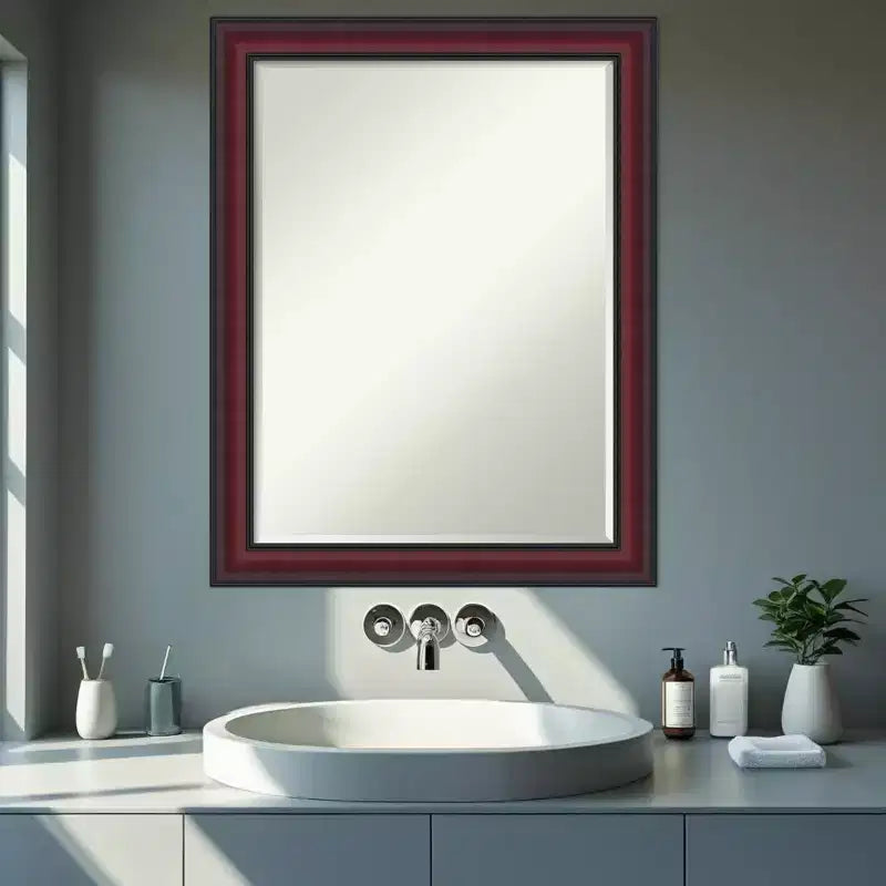 Miroir Mural de Salle de Bain Encadré Amanti Art Dalat avec Cadre Biseauté d'un Demi-Pouce