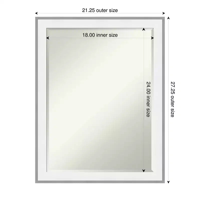 Miroir mural de salle de bain encadré Amanti Art Maya avec biseau d'un demi-pouce