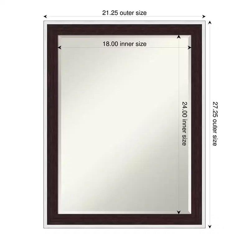 Miroir mural de salle de bain encadré Amanti Art Maya avec biseau d'un demi-pouce