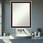 Miroir mural de salle de bain encadré Amanti Art Maya avec biseau d'un demi-pouce