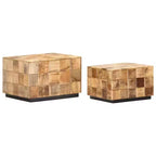 vidaXL Tables basses en bois de manguier brut - Lot de 2 tables d'appoint gigognes au design carré, marron, aucun assemblage requis