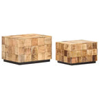 vidaXL Tables basses en bois de manguier brut - Lot de 2 tables d'appoint gigognes au design carré, marron, aucun assemblage requis