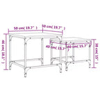 vidaXL Tables basses gigognes en bois d'ingénierie chêne fumé lot de 2 – Style industriel, design peu encombrant pour salon, chambre ou bureau