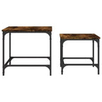 vidaXL Tables basses gigognes en bois d'ingénierie chêne fumé lot de 2 – Style industriel, design peu encombrant pour salon, chambre ou bureau