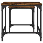 vidaXL Tables basses gigognes en bois d'ingénierie chêne fumé lot de 2 – Style industriel, design peu encombrant pour salon, chambre ou bureau