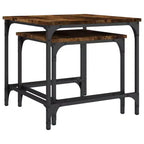 vidaXL Tables basses gigognes en bois d'ingénierie chêne fumé lot de 2 – Style industriel, design peu encombrant pour salon, chambre ou bureau