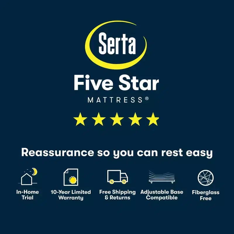 Matelas Serta Five Star - 12 Oreiller Moelleux Intégré