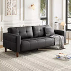 Canapé 3 places, Canapé large de 210 cm en similicuir avec coussins à ressorts, Canapé moderne avec sièges profonds et 2 coussins de dossier amovibles, pour salon