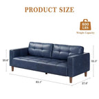Canapé 3 places, Canapé large de 210 cm en similicuir avec coussins à ressorts, Canapé moderne avec sièges profonds et 2 coussins de dossier amovibles, pour salon