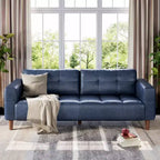 Canapé 3 places, Canapé large de 210 cm en similicuir avec coussins à ressorts, Canapé moderne avec sièges profonds et 2 coussins de dossier amovibles, pour salon