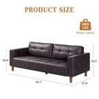 Canapé 3 places, Canapé large de 210 cm en similicuir avec coussins à ressorts, Canapé moderne avec sièges profonds et 2 coussins de dossier amovibles, pour salon