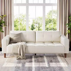 Canapé 3 places, Canapé large de 210 cm en similicuir avec coussins à ressorts, Canapé moderne avec sièges profonds et 2 coussins de dossier amovibles, pour salon