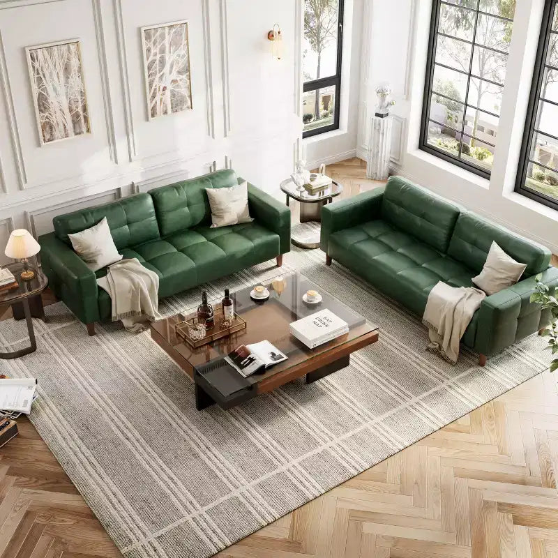 Canapé 3 places, Canapé large de 210 cm en similicuir avec coussins à ressorts, Canapé moderne avec sièges profonds et 2 coussins de dossier amovibles, pour salon
