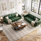 Canapé 3 places, Canapé large de 210 cm en similicuir avec coussins à ressorts, Canapé moderne avec sièges profonds et 2 coussins de dossier amovibles, pour salon