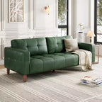 Canapé 3 places, Canapé large de 210 cm en similicuir avec coussins à ressorts, Canapé moderne avec sièges profonds et 2 coussins de dossier amovibles, pour salon
