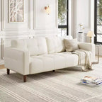 Canapé 3 places, Canapé large de 210 cm en similicuir avec coussins à ressorts, Canapé moderne avec sièges profonds et 2 coussins de dossier amovibles, pour salon