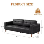 Canapé 3 places, Canapé large de 210 cm en similicuir avec coussins à ressorts, Canapé moderne avec sièges profonds et 2 coussins de dossier amovibles, pour salon