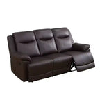 MAYEERTY Canapé inclinable, fauteuil inclinable 3 places en cuir semi-PU respirant avec dossiers réglables pour salon, marron