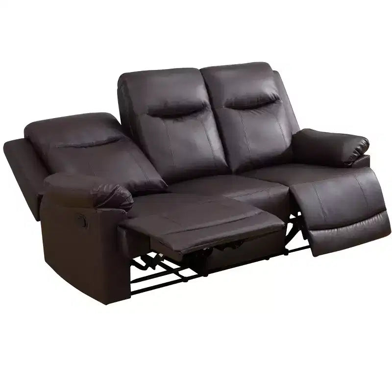 MAYEERTY Canapé inclinable, fauteuil inclinable 3 places en cuir semi-PU respirant avec dossiers réglables pour salon, marron