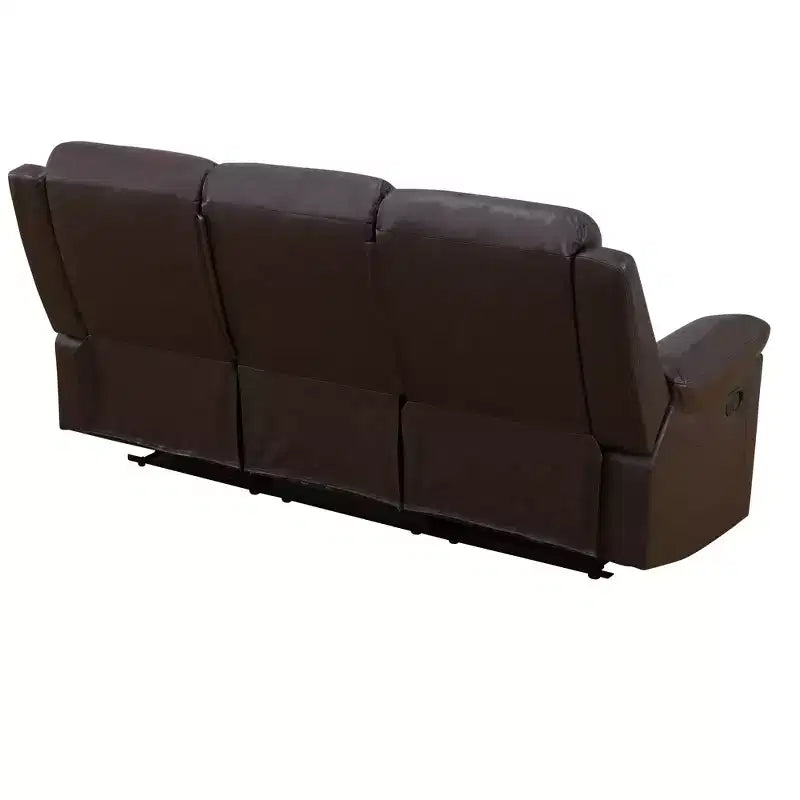 MAYEERTY Canapé inclinable, fauteuil inclinable 3 places en cuir semi-PU respirant avec dossiers réglables pour salon, marron
