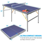 Table de Tennis de Table Extérieure Professionnelle, Table de Ping-Pong Portable 183x91cm avec Filet, Raquettes et Balles