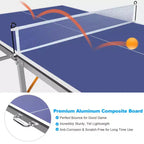 Table de Tennis de Table Extérieure Professionnelle, Table de Ping-Pong Portable 183x91cm avec Filet, Raquettes et Balles