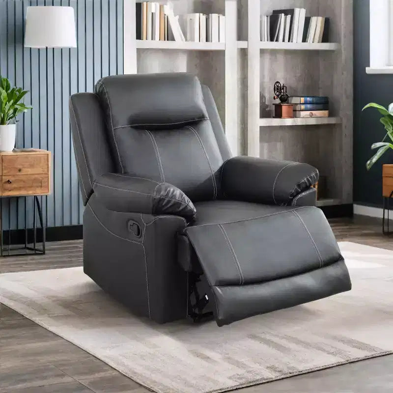 MAYEERTY Fauteuil inclinable, Fauteuil relaxant en cuir semi-PU respirant avec dossier réglable pour le salon, Noir