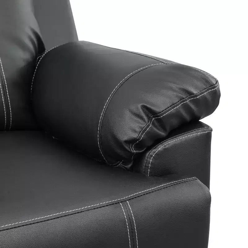 MAYEERTY Fauteuil inclinable, Fauteuil relaxant en cuir semi-PU respirant avec dossier réglable pour le salon, Noir