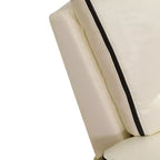 Canapé deux places inclinable MAYEERTY, fauteuil inclinable électrique en cuir avec port USB, rangement et porte-gobelets pour salon, blanc cassé