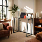 FurnitureR Bureau pliant de 80 cm avec étagère supérieure réglable, petite table d'appoint pour ordinateur portable, table compacte facile à assembler pour bureau à domicile ou salon