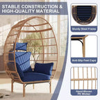 COZONY Fauteuil suspendu œuf en osier surdimensionné 500LBS, Chaise longue suspendue en rotin toutes saisons avec 5 coussins, Fauteuil œuf de patio intérieur extérieur pour le jardin