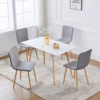 Lot de 4 chaises de salle à manger FurnitureR, chaises d'appoint avec coussin en tissu, dossier mi-hauteur en PU et pieds en métal couleur chêne pour cuisine, salle à manger, gris/noir