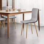 Lot de 4 chaises de salle à manger FurnitureR, chaises d'appoint avec coussin en tissu, dossier mi-hauteur en PU et pieds en métal couleur chêne pour cuisine, salle à manger, gris/noir