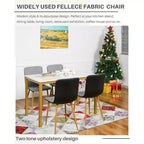 Lot de 4 chaises de salle à manger FurnitureR, chaises d'appoint avec coussin en tissu, dossier mi-hauteur en PU et pieds en métal couleur chêne pour cuisine, salle à manger, gris/noir