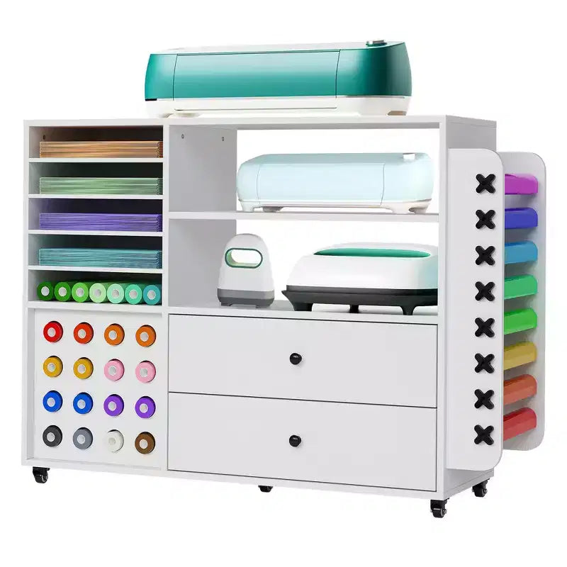 Meuble de rangement à roulettes GustoWave pour loisirs créatifs, 106,7 cm, blanc