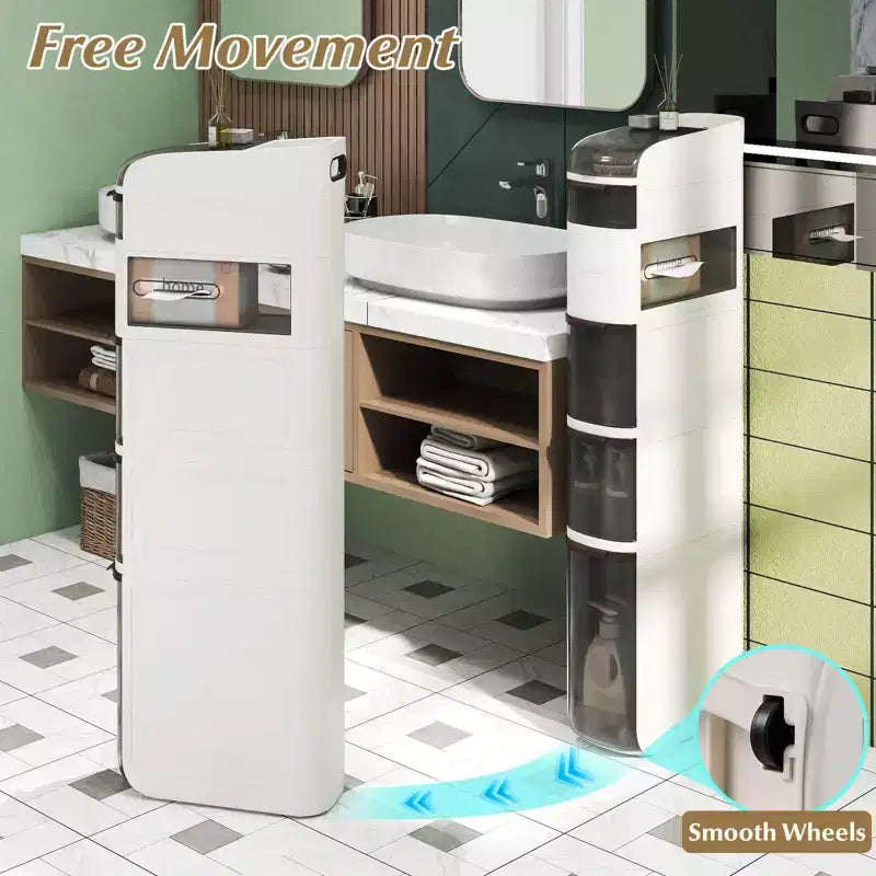 Costway Meuble de Rangement Étroit à 6 Niveaux pour Salle de Bain avec Tiroirs Boîte à Mouchoirs Roues pour Cuisine