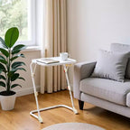 Table de télévision pliante réglable FurnitureR avec 4 hauteurs et 3 angles d'inclinaison, plateau de dîner pliable, table de collation pour ordinateur portable avec porte-gobelet pour canapé, 3 pièces. Blanc