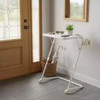 Table de télévision pliante réglable FurnitureR avec 4 hauteurs et 3 angles d'inclinaison, plateau de dîner pliable, table de collation pour ordinateur portable avec porte-gobelet pour canapé, 3 pièces. Blanc