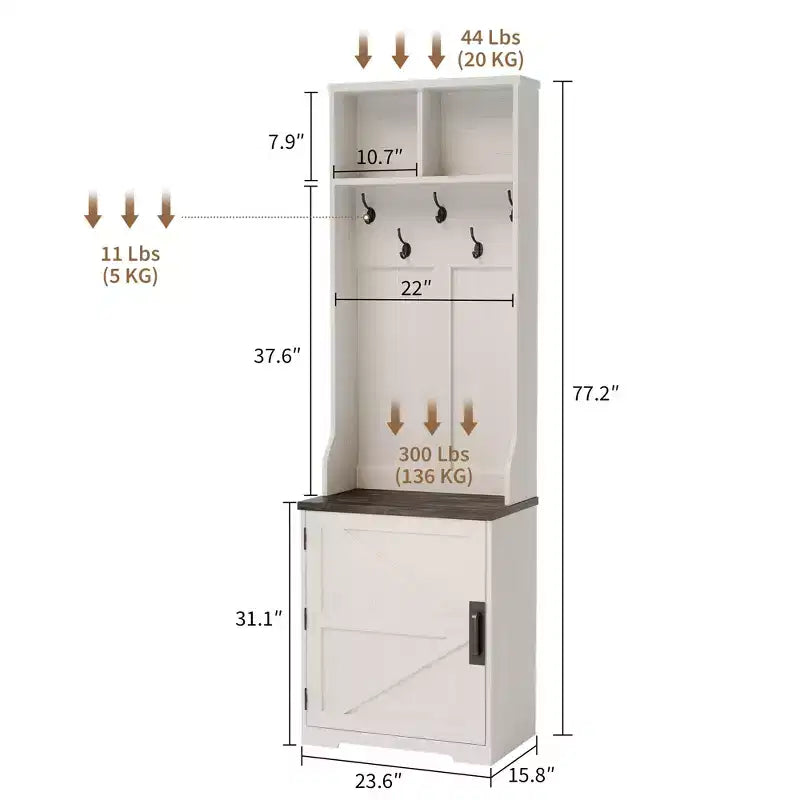 Meuble d'entrée 3 en 1 avec rangement pour chaussures et patères - Organiseur robuste pour vestiaire, entrée, couloir | Meuble autoportant et cintre