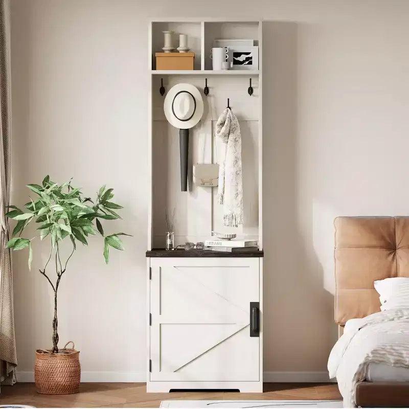 Meuble d'entrée 3 en 1 avec rangement pour chaussures et patères - Organiseur robuste pour vestiaire, entrée, couloir | Meuble autoportant et cintre
