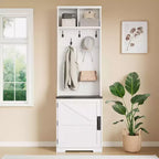 Meuble d'entrée 3 en 1 avec rangement pour chaussures et patères - Organiseur robuste pour vestiaire, entrée, couloir | Meuble autoportant et cintre