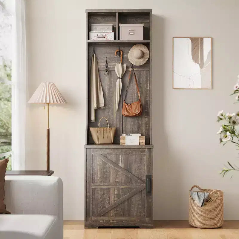 Meuble d'entrée 3 en 1 avec rangement pour chaussures et patères - Organiseur robuste pour vestiaire, entrée, couloir | Meuble autoportant et cintre
