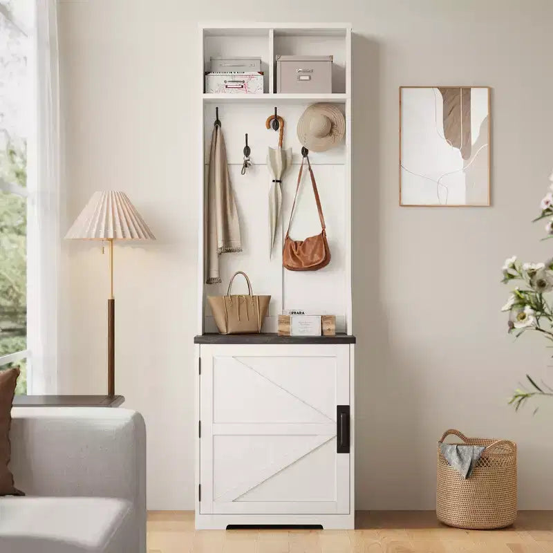 Meuble d'entrée 3 en 1 avec rangement pour chaussures et patères - Organiseur robuste pour vestiaire, entrée, couloir | Meuble autoportant et cintre