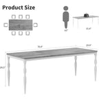 GustoWave Table à manger rectangulaire rustique de 79 po pour 6 à 8 personnes, table de cuisine à texture de bois avec pieds robustes, facile à nettoyer