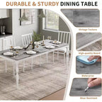 GustoWave Table à manger rectangulaire rustique de 79 po pour 6 à 8 personnes, table de cuisine à texture de bois avec pieds robustes, facile à nettoyer